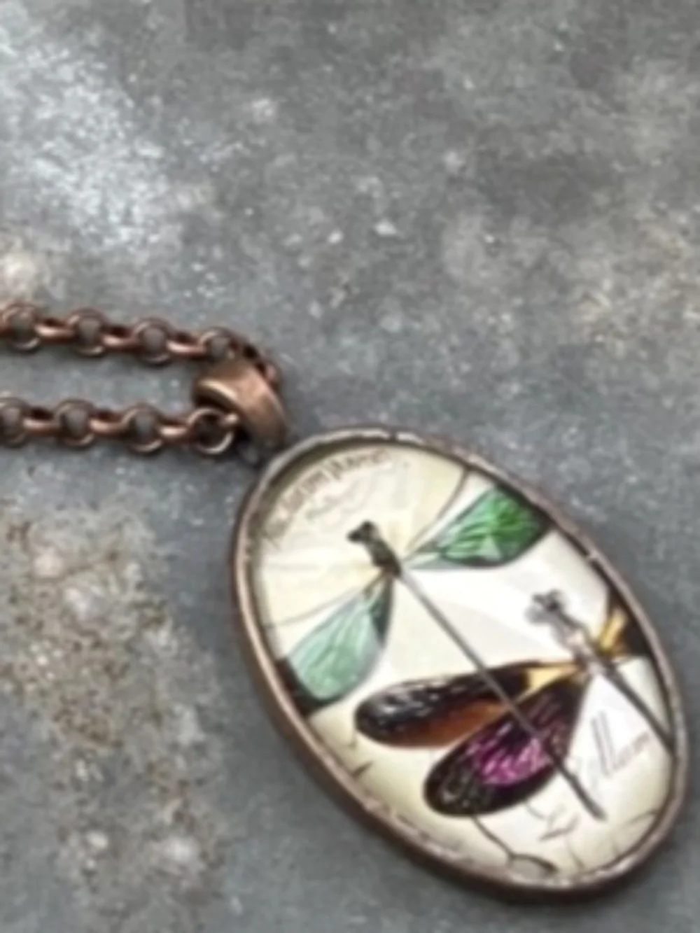 Dragonfly Pendant bronze tone Necklace